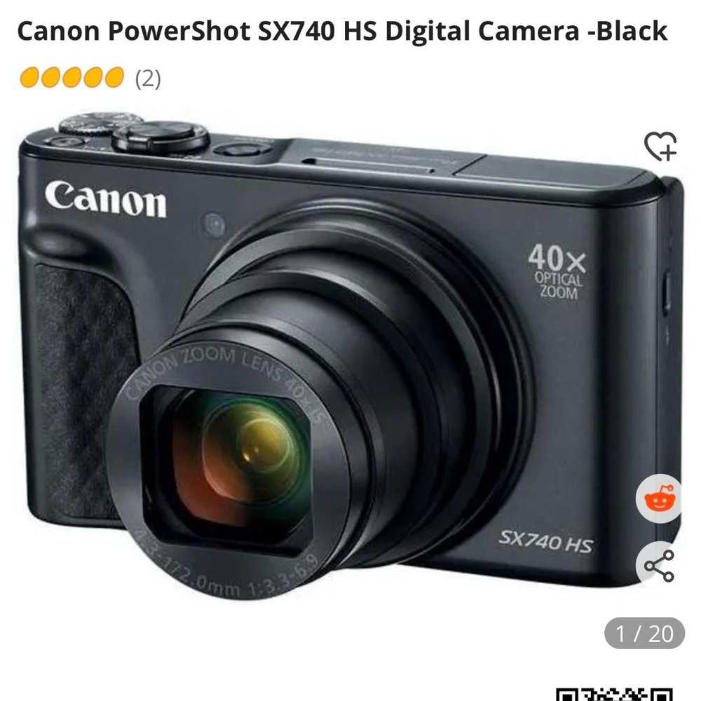 Canon Black PowerShot SX740 HS Compact Camera with 40x Zoom
